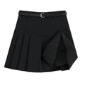 Gonna a vita alta slim fit a-line gonna donna Valstrend, tessuto nero, design elegante e aderente, vista frontale.