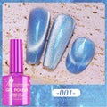 Smalto gel Valstrend Day Crystal Cat's Eye Polar Day con effetto magico e brillante colore, applicato su un'unghia.