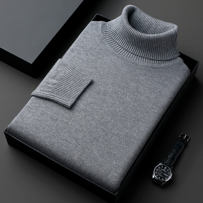 Maglione casual da uomo Valstrend in tinta unita, collo alto, spessore spesso, vestibilità larga, tessuto morbido e caldo.
