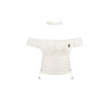 Blusa Valstrend Design Sense Niche con colletto quadrato e lacci, stile elegante e femminile, vista frontale.