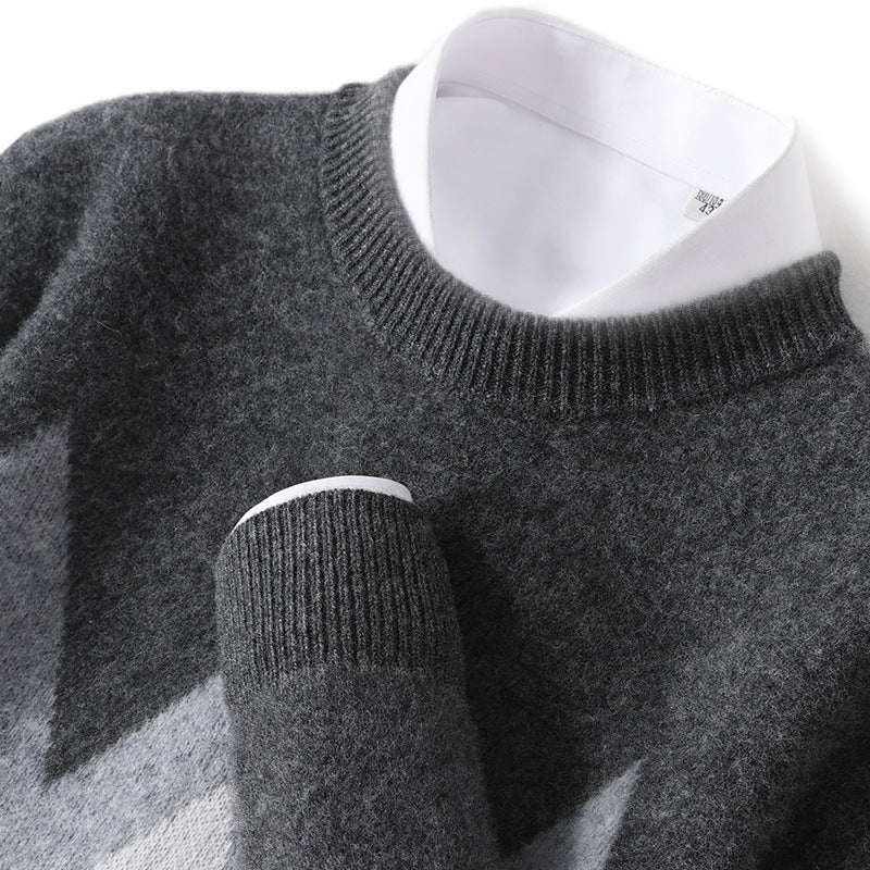 Maglione da uomo Valstrend in lana con collo rotondo, spessore spesso e vestibilità comoda, in tessuto caldo e morbido.
