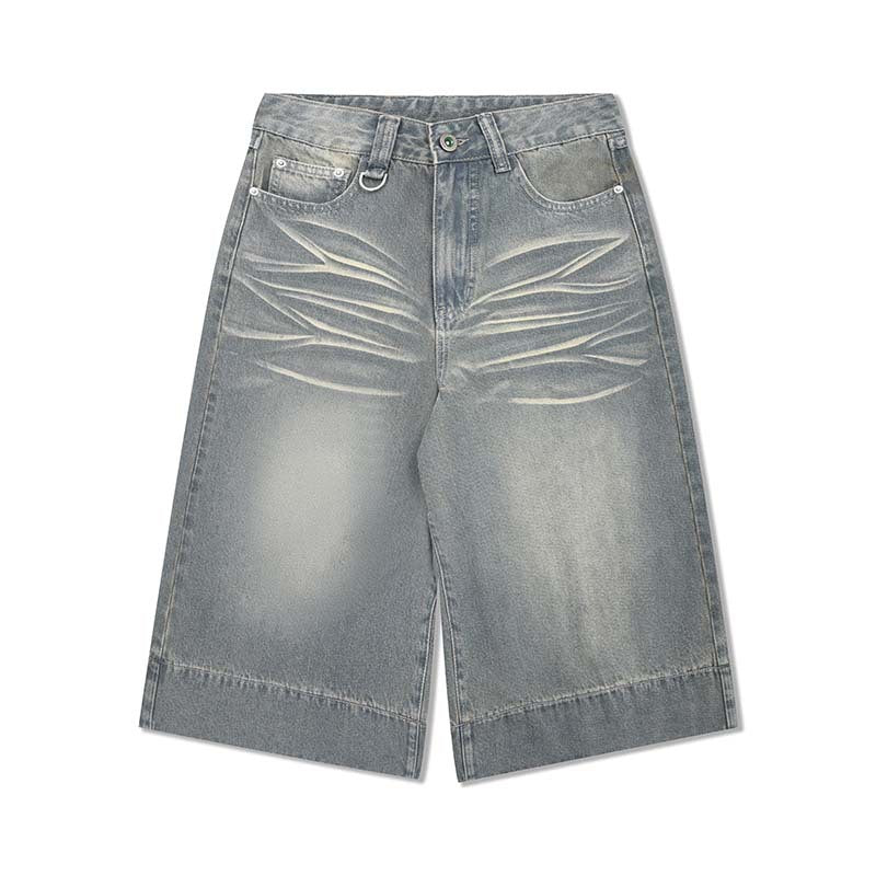 Pantaloncini stile retrò per gatti con design distress e stile americano, marca Valstrend, con aspetto lavato e usurato.