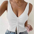 Canotta estiva con coulisse Valstrend, vestibilità casual da ragazza americana, top estivo abbinabile, stile alla moda.