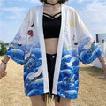 Cardigan loose stile cinese con stampa artistica di gru, protezione solare, vestibilità retrò, marca Valstrend.