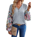 Maglietta casual donna con maniche a lanterna, cuciture dettagliate, maniche lunghe, stile rilassato, marca Valstrend shop