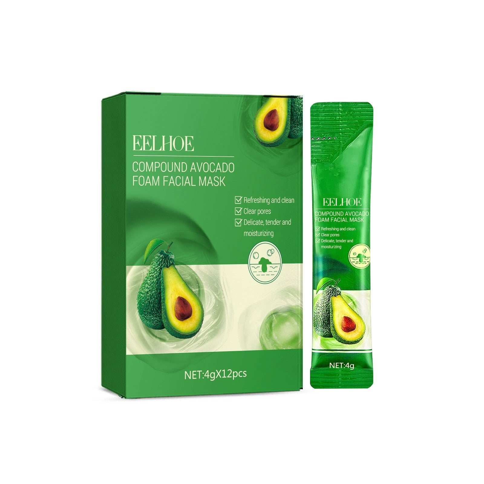Maschera in schiuma all’avocado Valstrend per controllo dell’olio e pulizia profonda della pelle del viso.
