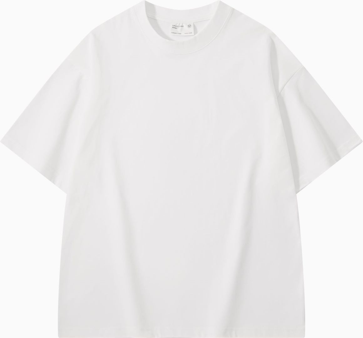 T-shirt corta in cotone spessa con spalle scoperte, maniche corte e vestibilità ampia, in bianco, marca Valstrend.