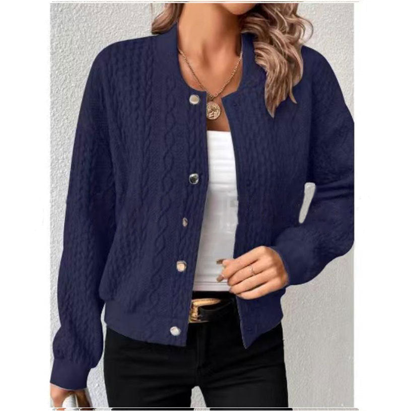 Giacca donna in uniforme da baseball Valstrend, giacca sportiva con dettagli in stile casual e comfort, vista frontale.