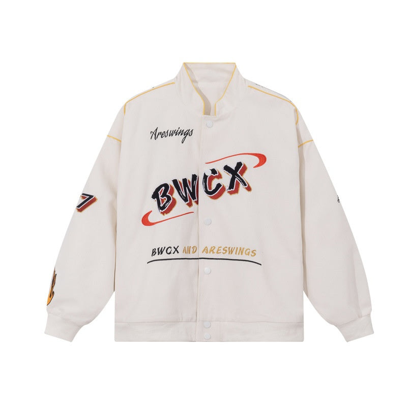 Spring And Summer American High Street Racing Suit Jacket Embroidered Motorcycle Thin Coat Couple