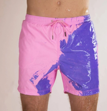 Shorts da spiaggia per uomo Valstrend, costume da bagno color changing, rapido asciugatura, pantaloncini estivi per nuoto e mare.