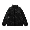 Cappotto da uomo imbottito in pelle Valstrend con stampa a inchiostro e cotone, stile elegante e caldo, vista frontale con dettagli.
