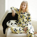 Women's Cotton Pajamas Yellow Panda Long Sleeve Two-piece Suit Tribute Satin Home Wear