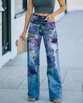 Jeans donna Valstrend con stampa diagonale e tessuto a fantasia, pantaloni di jeans eleganti e alla moda.