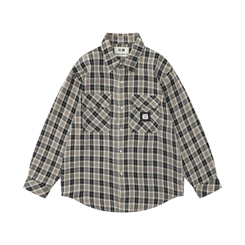 Back Letter Embroidery Loose Casual Polo Collar Shirt Coat