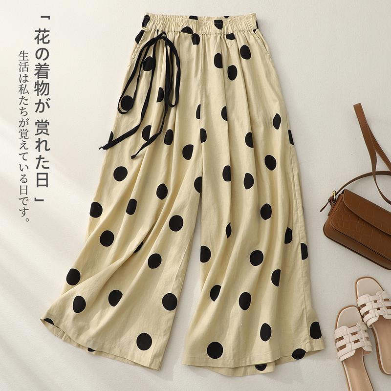 Pantaloni casual in lino retrò per donna di Valstrend, vestibilità comoda e stile vintage, visibili nell'immagine.