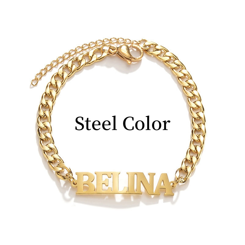 Bracciale da uomo Valstrend con lettere personalizzate, nome in inglese in stile elegante e moderno.