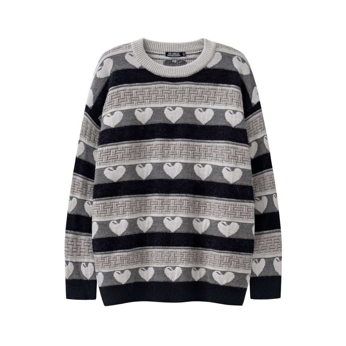 Maglione tricolore in stile retrò americano Valstrend, a maglia, con contrasto di colori e dettagli vintage.