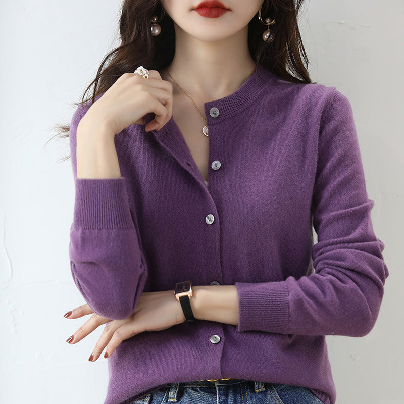 Cardigan donna Valstrend, giacca corta in maglia, morbida e elegante, con maniche lunghe e dettagli di tessuto a costine.