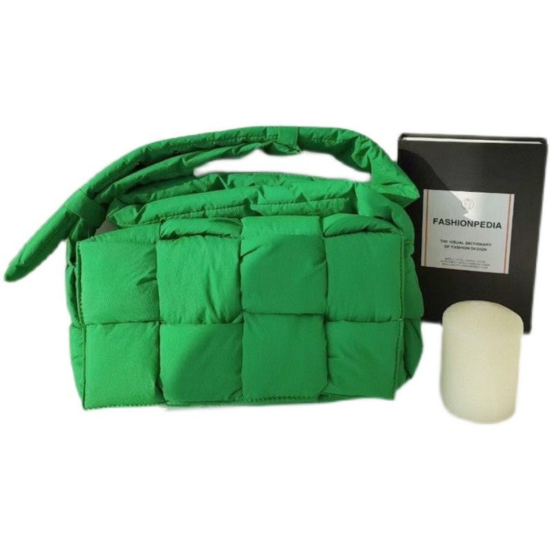 Borsa a tracolla singola Valstrend shop in tessuto a spugna con motivo a quadri diamantato, stile elegante e pratico.