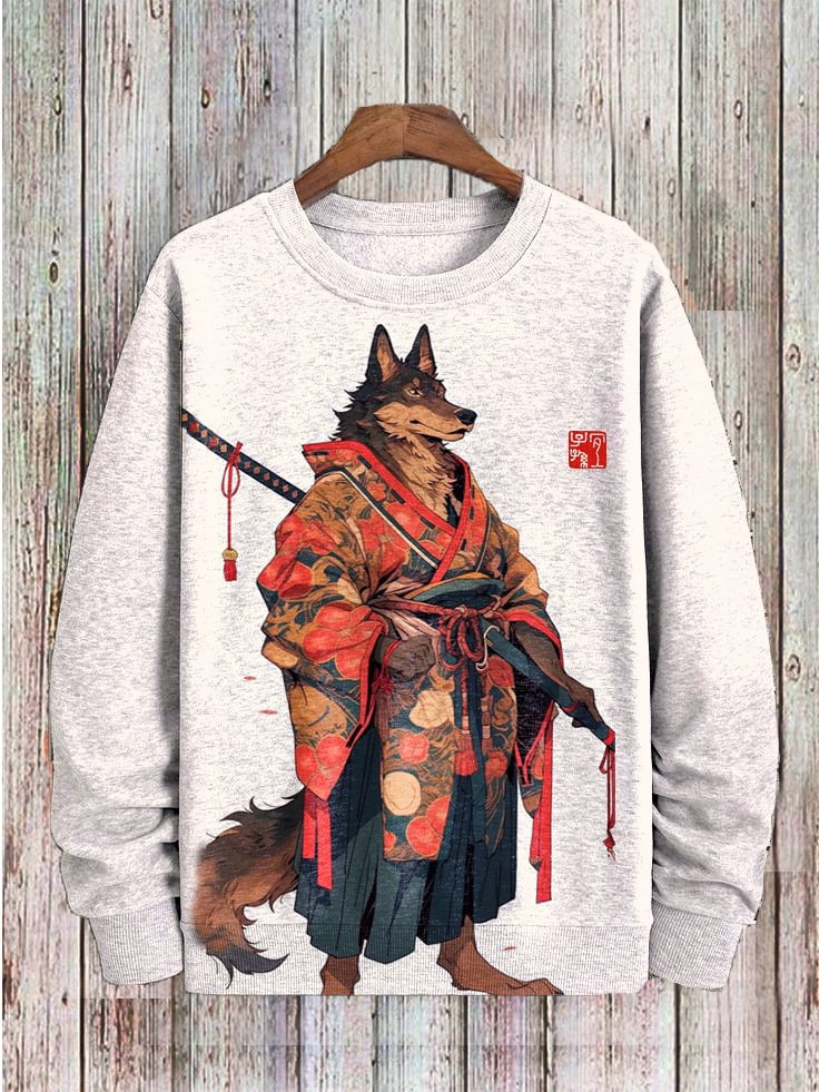 Felpa casual da uomo Valstrend con stampa animalier, collo rotondo e stile fashion, morbida e comoda.
