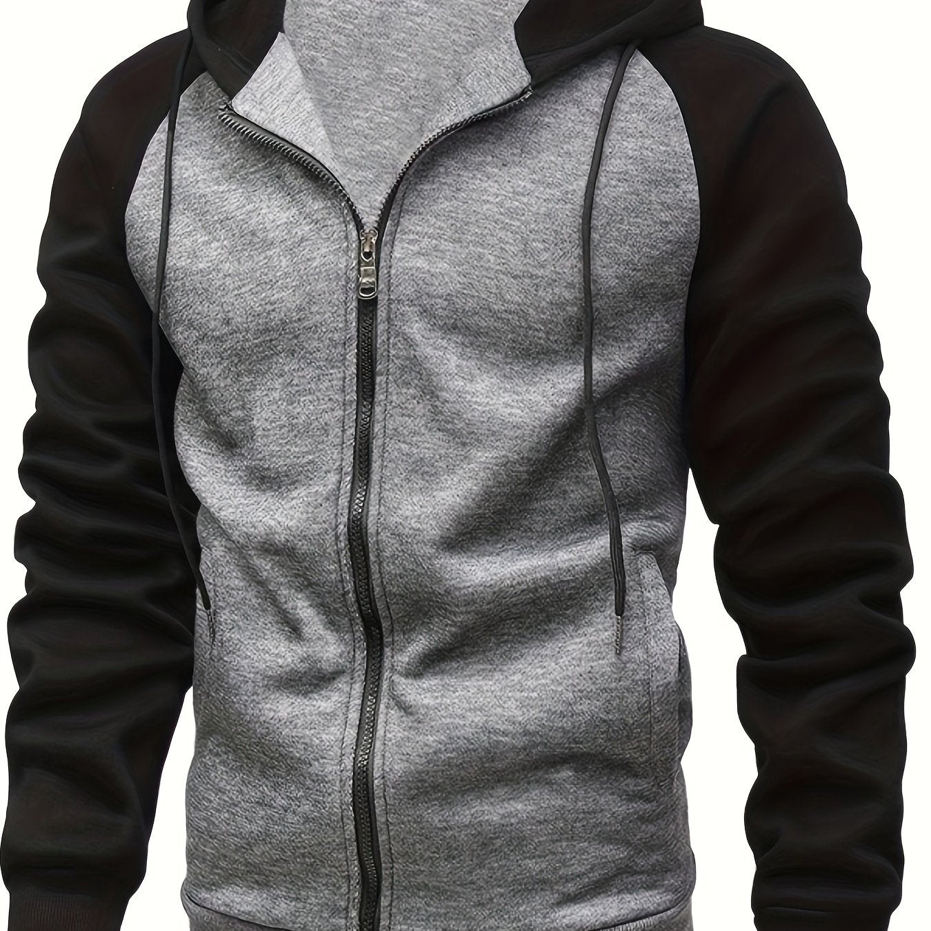 Felpa casual da uomo Valstrend con zip, design color block, maniche lunghe in misto poliestere, adatta a autunno e inverno outdoor