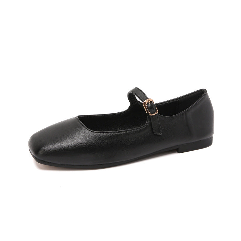 Scarpe décolleté donna Valstrend stile francese, con suola piatta e design elegante, fronte e dettaglio in primo piano.