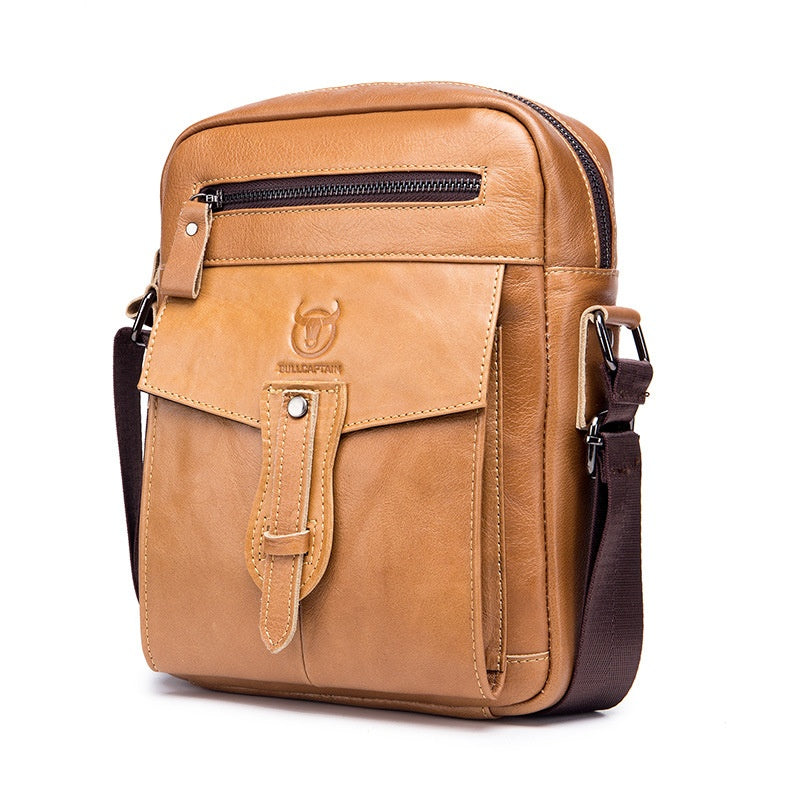 Borsa a tracolla uomo Valstrend in pelle bovina, grande capacità, con scomparti e design robusto per uso quotidiano