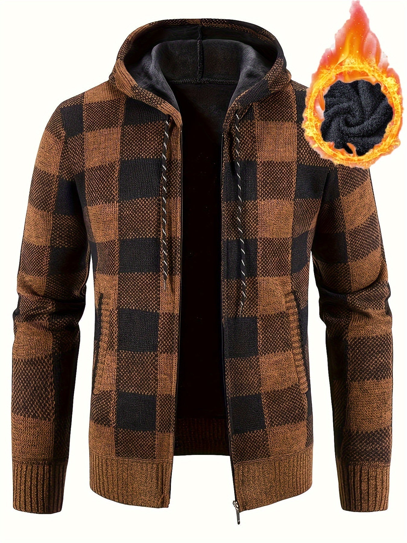 Cardigan con cappuccio in maglia all match Valstrend, giacca casual calda da uomo con zip, perfetta per autunno e inverno.
