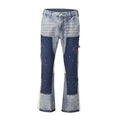 Pantaloni a zampa de elefante deindustrializzati Valstrend Wind Heavy Industry con effetto usurato e stampa a spruzzo in colori abbinati.