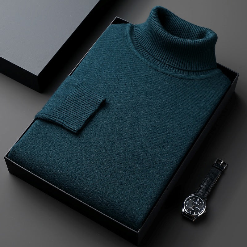 Maglione casual da uomo Valstrend, collo alto e colorato, in tessuto spesso e morbido, vestibilità ampia e confortevole.