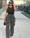 Salopette jeans lavata con più tasche in stile europeo e americano, marca Valstrend, pantaloni casual da moda.