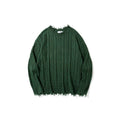 Pure Color Jacquard Twist Ripped Sweater Men's High Street Idle Style