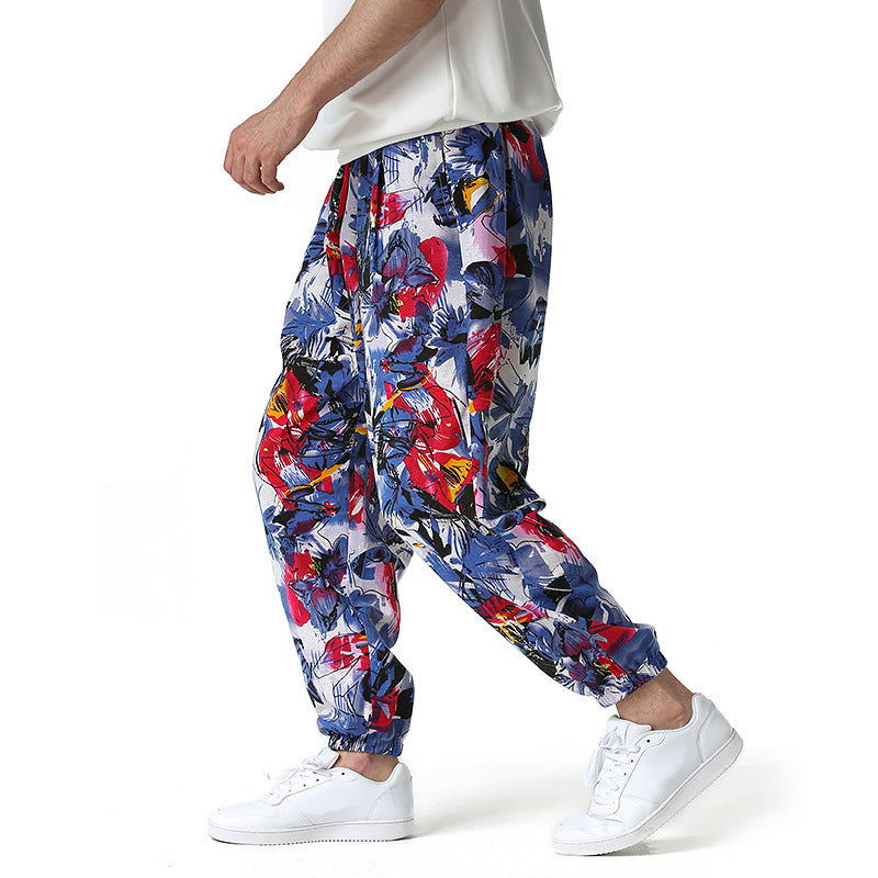 Pantaloni casual da uomo in cotone e lino Valstrend, stile comodo e traspirante con tasche e vestibilità rilassata.