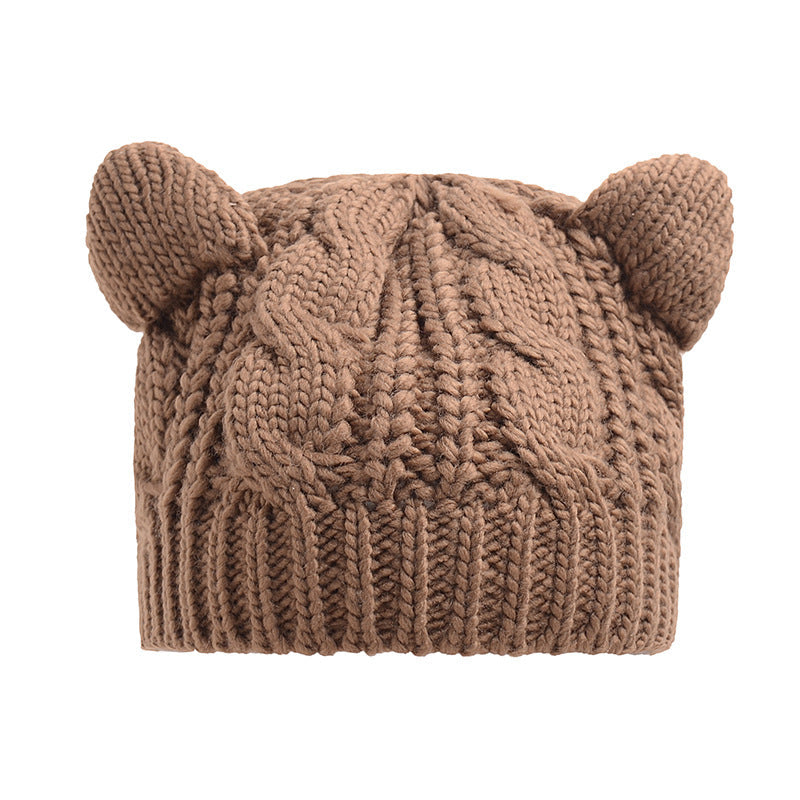 Cappello di lana fatto a mano con orecchie di gatto 3D carine, ideale per l'inverno, marca Valstrend shop.