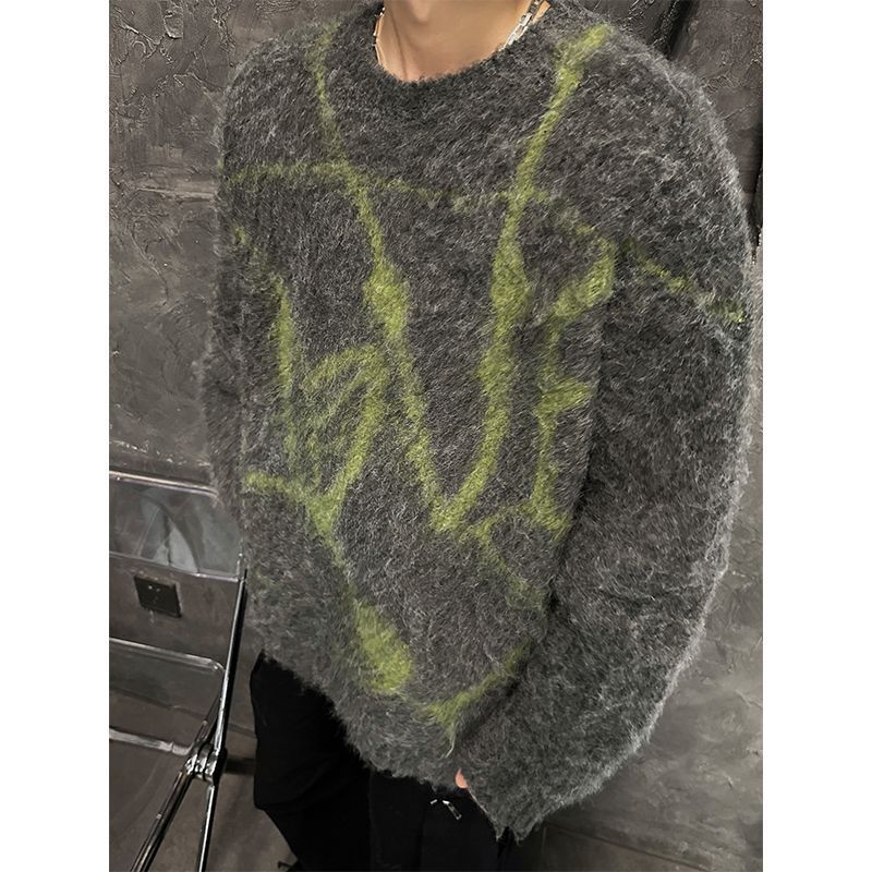 Maglione da uomo Valstrend shop, pullover largo in maglia morbida e confortevole, con collo rotondo e maniche lunghe.