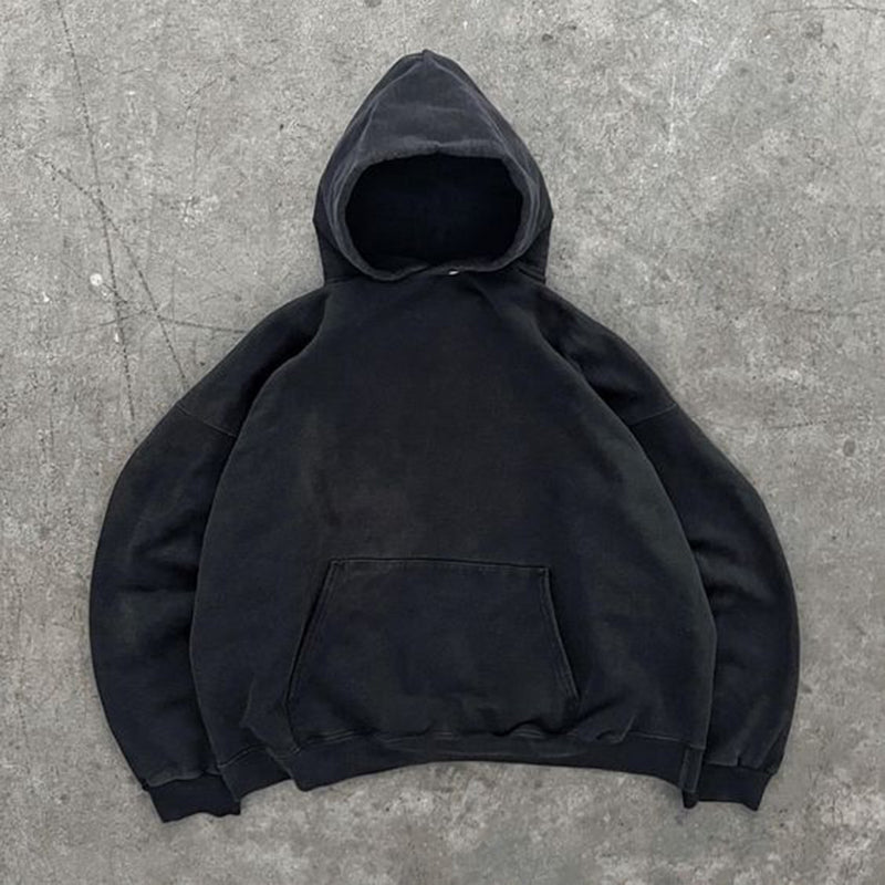 Maglione con cappuccio semplice di grandi dimensioni, colore solido, marca Valstrend shop, morbido e comodo.