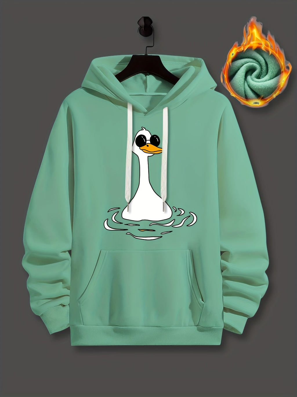Felpa con cappuccio Valstrend con stampa anatra con occhiali da sole, casual e alla moda, per uomini, primavera.
