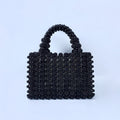 Borsa da sera a mano Valstrend in tessuto intrecciato con dettagli di perle, forma quadrata e design elegante per occasioni speciali.