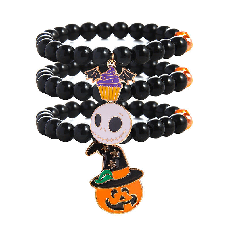 Bracciale gemello di Halloween Valstrend con pendente zucca fantasma e dettagli spaventosi, perfetto per la festa a tema.