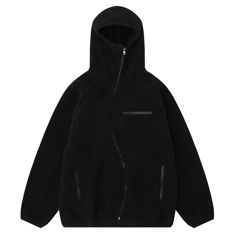 Cappotto caldo in lana di agnello da uomo Valstrend, taglio irregolare, stile elegante e adatto alle stagioni fredde.