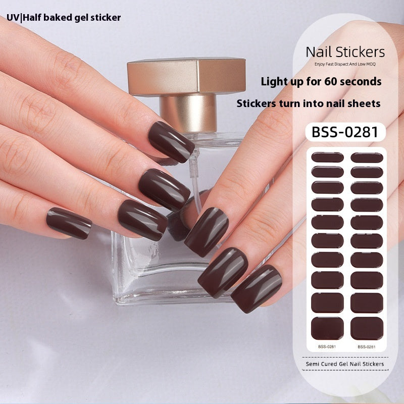 Pure Color Gel Nail Sticker Uv Phototherapy Semi-curing Nail Art Sticker