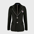 Giacca da equitazione Valstrend in tessuto elegante per competizioni equestre, con dettagli classici e vestibilità aderente.