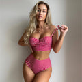Bikini Swimsuit Female Sexy Plaid Split High Waist