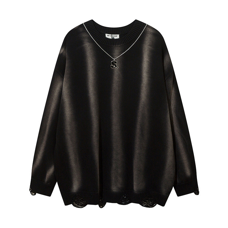 Maglione girocollo con gradiente per uomo, Valstrend Shop, in tessuto morbido con sfumature di colore.