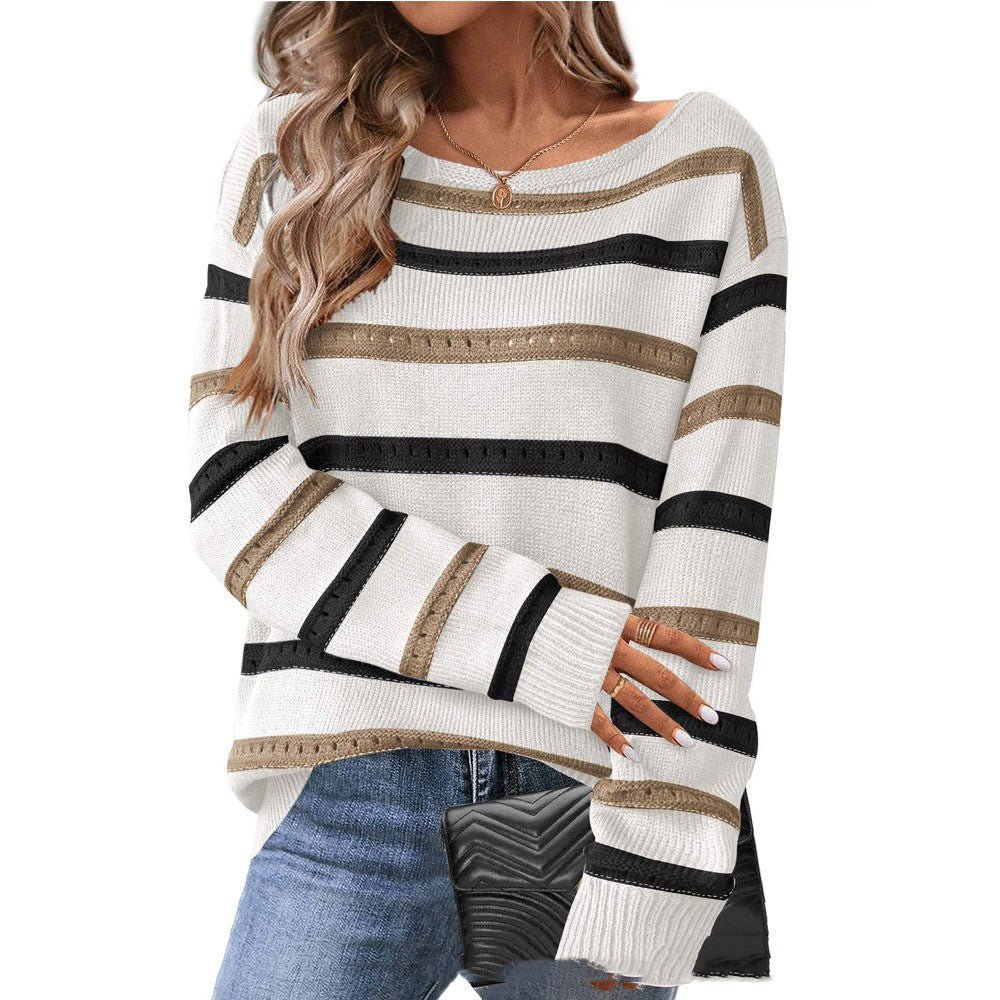 Maglione ampio in maglia europea e americana Valstrend, tessuto morbido e confortevole, indossato in stile casual.