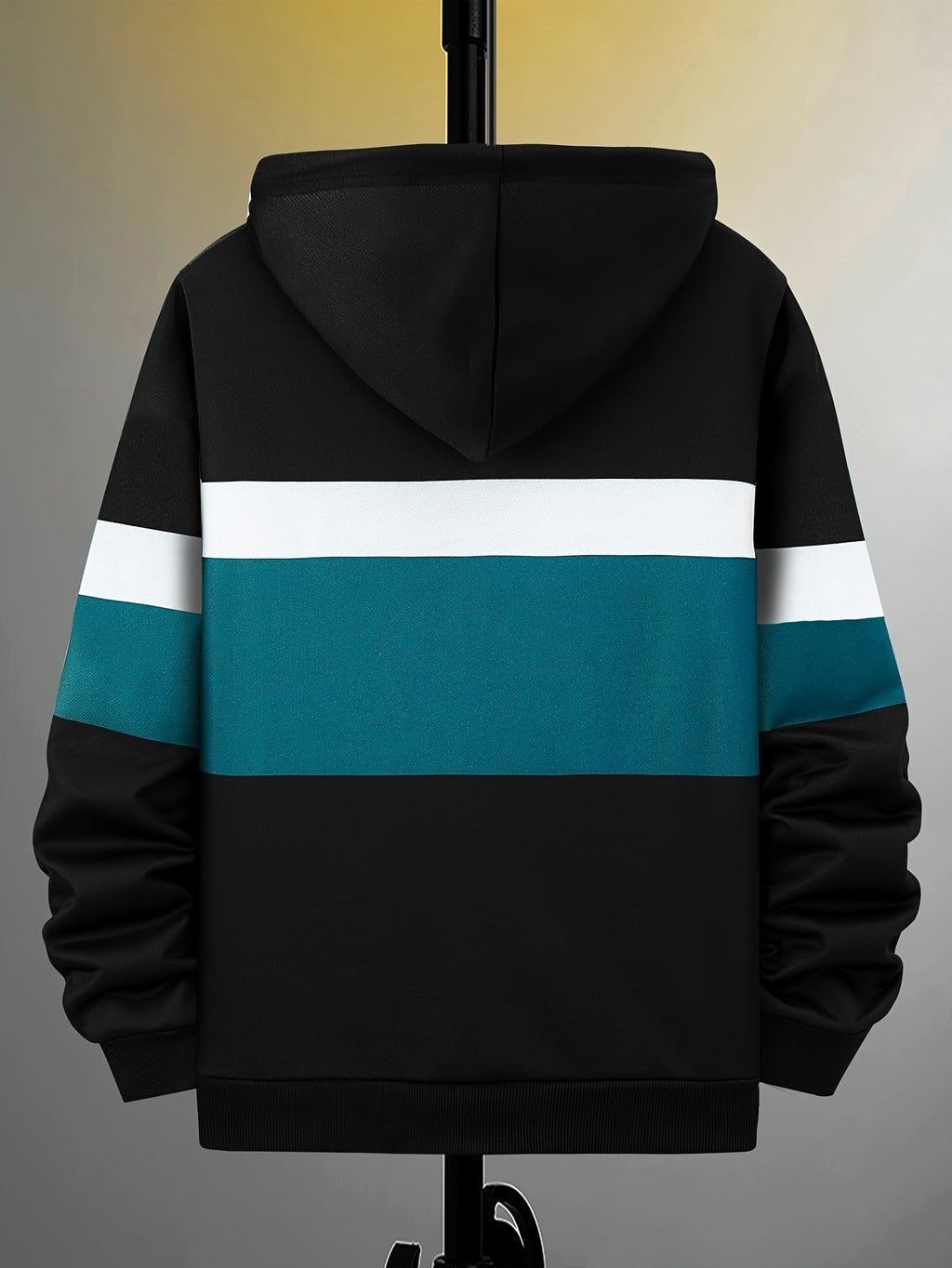 Felpa con cappuccio da uomo Valstrend, felpa grafica con lettere, blocchi di colore e coulisse, tessuto elasticizzato in poliestere e spandex.