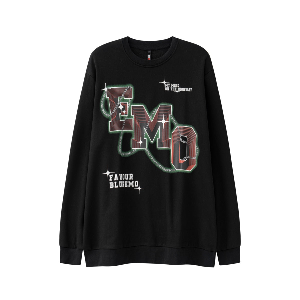 Maglione lungo con lettere fashion stampate, collo rotondo e maniche lunghe, marca Valstrend Shop, in tessuto morbido e confortevole.