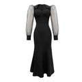 Abito lungo stile francese con colletto quadrato, maniche a sbuffo e gonna a sirena, elegante e sofisticato, marca Valstrend.