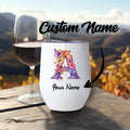 [Customization]1pc 12Oz Letter Egg-Shaped Design Wine Glass, 26 Letter Names Customized Flower Pattern Double-Layer Insulated Stainless Steel Lid Leak-Proof Coffee Cup, Perfect Birthday Gift, Christmas Gift, Mother'S Day Gift for Family And Friends