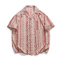 Camicia vintage a righe per uomo e donna di Valstrend, maniche corte con colletto e stampa trendy in stile retrò.